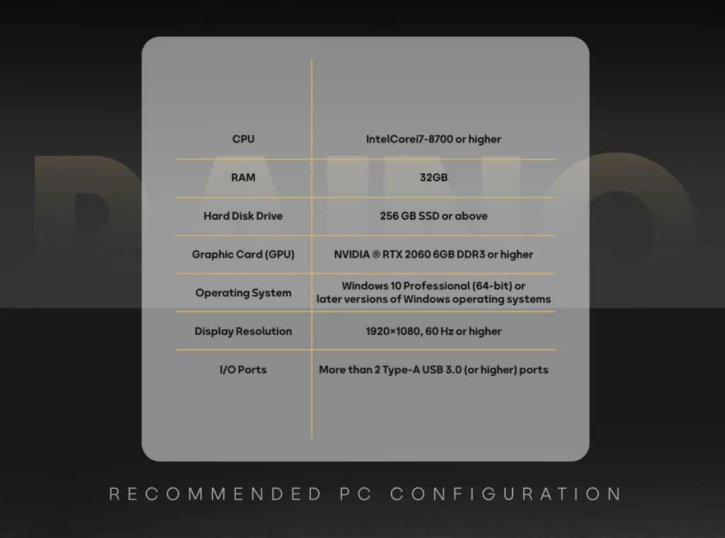 مشخصات دستگاه PC برای استفاده از اسکنر Aoralscan 3